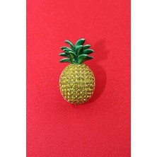 Keeba Tropikal ışıltının enerjisi ananas broş taşlı tasarım gold unisex erkek kadın yaka iğnesi