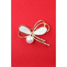 Keeba Kendinize bağlayın Aşk düğümü fiyonk broş Sedefli taşlı incili gold fiyonklu yaka iğnesi kadın broş