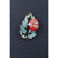 Keeba Doğanın tılsımı meşe yapraklı uğur böceği broş gold kristal taşlı unisex erkek kadın yaka iğnesi.