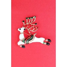 Keeba Kuzey kutbunun masalı Noel baba geyiği broş Yakut ve zümrüt tonlu taşlı geyikli kadın yaka iğnesi.