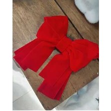 Büyük Kırmızı Kadife Fiyonk 20  cm  1 Adet , Fiyonk, Yılbaşı Dekor, Saç Dekor