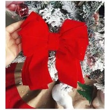 Büyük Kırmızı Kadife Fiyonk 20  cm  1 Adet , Fiyonk, Yılbaşı Dekor, Saç Dekor