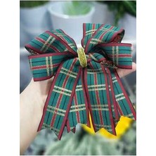 Çizgili Fiyonk 15 cm Fiyonk Damalı Kurdele Süsleme Dekor  Yılbaşı