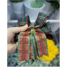 Çizgili Fiyonk 15 cm Fiyonk Damalı Kurdele Süsleme Dekor  Yılbaşı