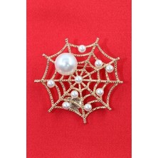 Keeba Kader ağının inci gözü örümcek ağı broş Gold renkli incili kadın yaka iğnesi.