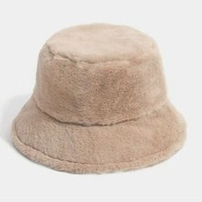 Kadın Kışlık Peluş Baseball Kep Şapka Bej