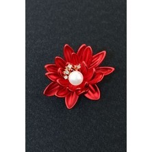 Keeba Sudan yükselen mucize Nilüfer çiçeği broş Ateş kırmızısı incili taşlı gold kadın yaka iğnesi çiçek.