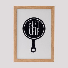 Özverler Best Chef Ahşap Çerçeveli Tablo - Beyaz - 25 x 35  cm