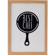 Özverler Best Chef Ahşap Çerçeveli Tablo - Beyaz - 25 x 35  cm