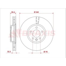Braxis AE0862 Ön Fren Aynası (Disk) (340X32.5) Transporter T6 T7 10-19 Havalı 7E0615301C