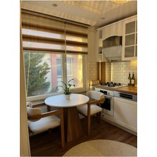 Mirrorland Home Design 90  cm  Ceviz Ayaklı Ahşap Yemek Masası - Fungi Serisi - Çalışma Masası - Balkon ve Kafe Masası