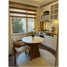 Mirrorland Home Design 90  cm  Ceviz Ayaklı Ahşap Yemek Masası - Fungi Serisi - Çalışma Masası - Balkon ve Kafe Masası