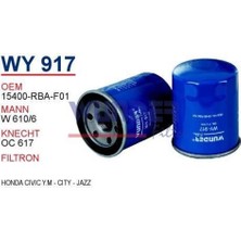 Wunder WY917 Yağ Filtresi Honda Civic Iıı Iv V Accord 1.2 1.4 1.2 16V 80PS FN1004 45503-02050