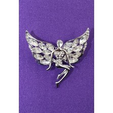 Keeba Hayal perisi broş Elmas kesim ışıltılı gümüş renkli pırlanta taşlı perili kadın yaka iğnesi.