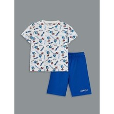 Lcw Kids Bisiklet Yaka Sonic Baskılı Erkek Çocuk Şortlu Pijama Takımı