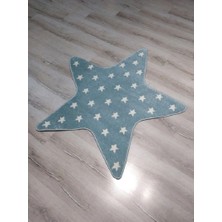 Eko Halı Antialerjik Çocuk Halısı KDS14 Mavi Yıldız Şekli 120 x 120  cm