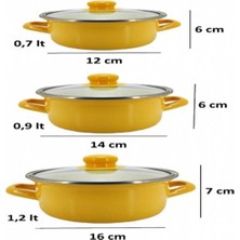 Nishev.com Evini Sev 6 Parça Mini Emaye Tencere Seti 12/14/16 cm – Sarı