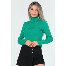 Gülseli Kadın Tam Balıkçı Yaka Likralı Triko Bluz (S-M-L Beden Uyumludur)