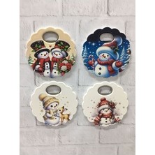 Yeni Yıl Yılbaşı Özel 4'lü Bardak Altlığı Açacak Magnet Seti
