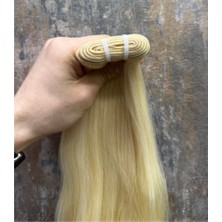 Halitcan Hair 70CM Dip Uç Bir Platin Renk (#613) Özbek Saçı, Tress ,100GR,  (100% Gerçek Insan Saçı)