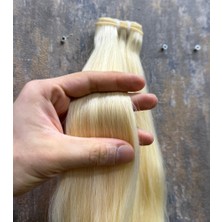 Halitcan Hair 70CM Dip Uç Bir Platin Renk (#613) Özbek Saçı, Tress ,100GR,  (100% Gerçek Insan Saçı)