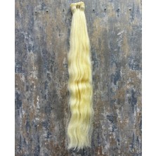 Halitcan Hair 70CM Dip Uç Bir Platin Renk (#613) Özbek Saçı, Tress ,100GR,  (100% Gerçek Insan Saçı)