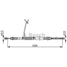 Bosch 1987477180 El Fren Teli Arka Sol Transit V184 Pickup 2.4tdcı 115PS 125PS 00-06 Arkadan Itişli Tek Teker Ölçü 1608 1314 YC152A809AG