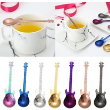 Pengfushop4 No.7 Tarzı 7 Renk Ev Paslanmaz Çelik Gitar Şekli Kaşık Kaşık Çay Kaşığı Kahve Çay Çorbası Tatlı Sofra Mutfak Yemek Bar Araçları (Yurt Dışından)