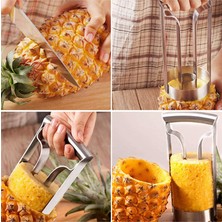 Pengfushop4 Gümüş Tarzı Ananas Soyucu Kesici Dilimleme Tart Küçük Şekiller Kaymaz Saplı Paslanmaz Çelik Soyma Makinesi Ev Meyve Dükkanı Için (Yurt Dışından)