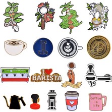 Pengfushop4 H Tarzı Espresso Barista Kahve Broş Mini Metal Retro Broş Güzel Rozet Cafe Hediye Kahve Doğum Günü Prerent Yarışma Hatıra (Yurt Dışından)