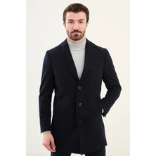 Düz Slim Fit Mono Yaka Klasik Erkek Kaşe Kaban