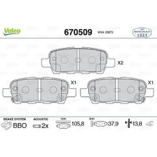 Valeo 670509 Arka Fren Balatası Nissan Qashqai J10 07-13 Xtrail 07-13 Pathfinder 13-Koleos 08-Juke 10-Suzuki Grand Vitara 08- 410601408R