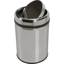 Metal Paslanmaz Krom Pratik Döner Kapaklı 45 Litre Çöp Kutusu Kovası - 1 Adet