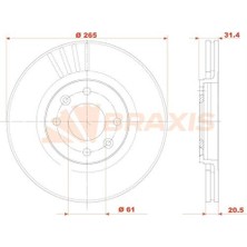 Braxis AE0848 Fren Diski Ön Renault 21 Concorde Havalı 265MM 7701204955