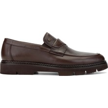 Tamer Tanca Erkek  Deri Kahverengi Loafer Ayakkabı 554 3700 Erk Ayk SK24-25 Kahve