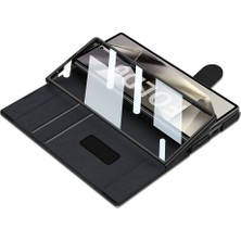 ZORE Galaxy Z Fold 6 Kılıf Kamera Korumalı Kadife Tasarımlı Kıpta Kalemli Fest Kapak-Siyah
