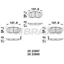 Braxis AB0173 Ön Fren Balatası Subaru Impreza 00-08 Legacy 02-08 Brz 12-Forester 02-07 26296SA030