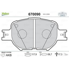 Valeo 670090 Fren Balatası Ön Toyota Corolla 2001-2007 Verso 2001-2003 446513030