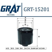 Grat 15201 Yağ Filtresi Volkswagen Caddy 96-11 Golf 04-14 Polo 91-14 Ibiza 93-15 Leon 00-13 Fabia 00-14 030115561AN