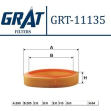 Grat 11135 Hava Filtresi Çerçevesiz Renault 19-Clio-Megane 1.4l-Flash 1.6 7701034872