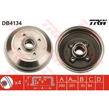 Trw DB4134 Arka Fren Kampanası Abs'li Araçlar Için Corsa B Tigra 1.4 1.6 96- 90425920