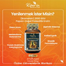 Kiperin Bromelain(2500 Gdu) & Papain - Doğal Proteolitik Enzim (30Kapsül & 700mg) | Akıllı Gıda Takviyesi