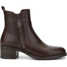 Tamer Tanca Kadın Deri Kahverengi Topuklu Bot 231 955 Bn Bot SK24-25 Kahve Dr