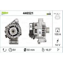 Valeo 446521 Alternatör 12V 105A Focus 1.6 Zetec E 16V 100PS 00-04 Fiesta V 01-08 Fusion 01-11 3N1110300AG
