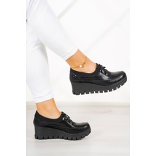 Erkan Saçmacı Olympia Siyah Yılan  Deri Dolgu Topuklu Günlük Ayakkabı