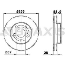Braxis AE0704 Ön Fren Diski (Aynası) Havalı Hiıux Vigo 2.5 D4D 4x2 4x4 2005-(257X5) 435120K010