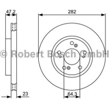 Bosch 0986479S47 Fren Diski Ön HAVALI-282-5 Honda Civic 07-11 1.6-Crv 02-05 45251SMGG10