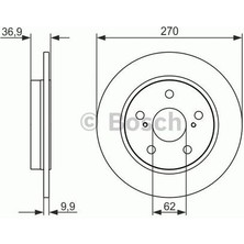 Bosch 0986479519 Arka Fren Diski (Aynası) Düz Toyota Auris 1.4 D4D 2007-2011 Corolla 1.4 D4D 2007-2011 (270X5) 4243102170