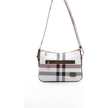 Silver & Polo Silver Polo Beyaz - Taba Ekose Kadın Çapraz Çanta SP818