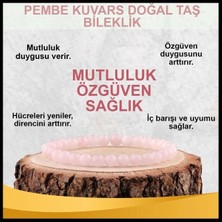 Gümüştel El Sanatları Sertifikalı Pembe Kuvars Doğal Taş Bileklik 6mm
